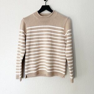 J Crew Factory Rollneck Sweater Striped Knit Long Sleeve Cotton Blend Womens XS
